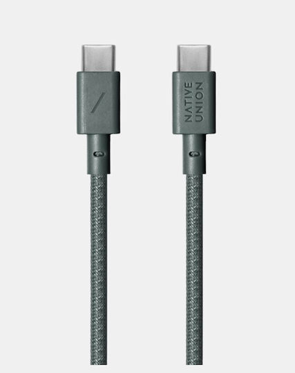 Native Union Belt USB 2.0 Кабел USB-C Мъжки - USB-C 60W Захранване (PD) Зелен 1.2м BELT-C-GRN-2-NP