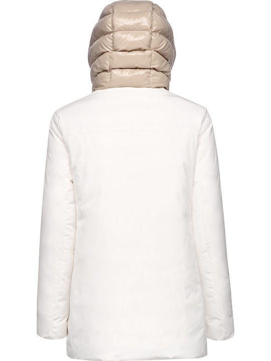 Scurtă Jachetă de femei tip parka Alb