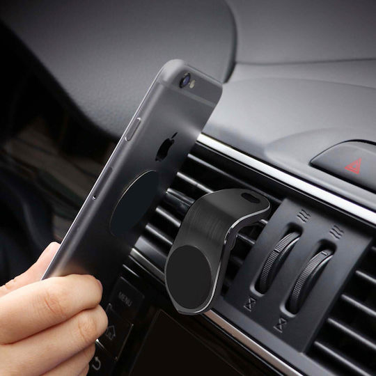 Suport magnetic pentru telefon auto pe grila de ventilație, poziție peisaj și portret, negru