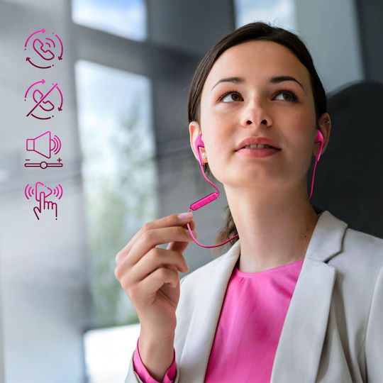 Bluetooth Headphones Neck Strap Remote Control Microphone Hd Defunc Pink