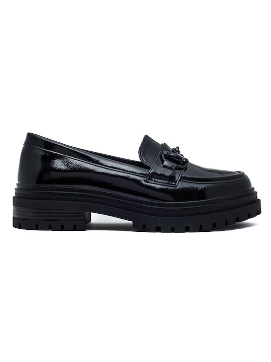 Laura Virgili Patent Leather Women's Moccasins in Black Color