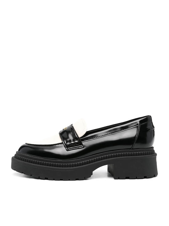 Finda2 Λουστρίνι Γυναικεία Loafers Μαύρο-Εκρού