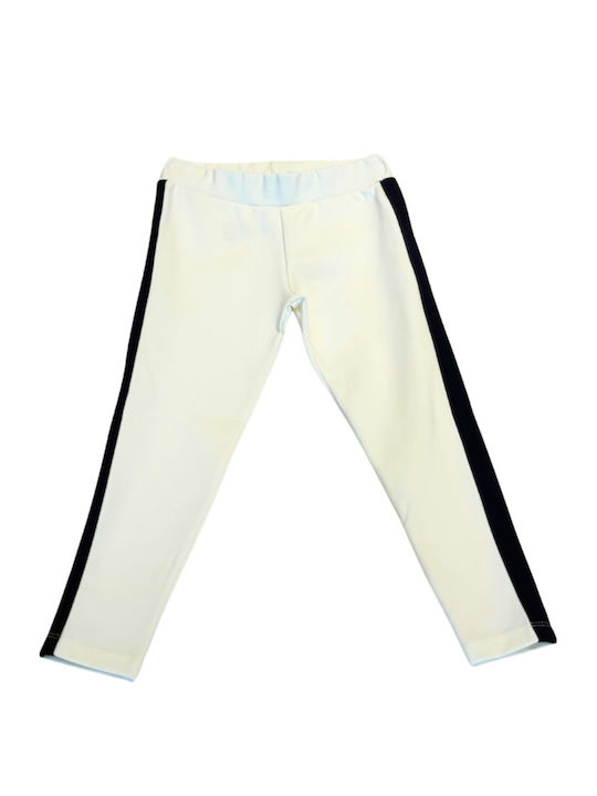 Kids' Pants White with navy stripe