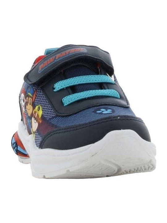 Παιδικά Sneakers Ανατομικά με Σκρατς & Φωτάκια Μπλε