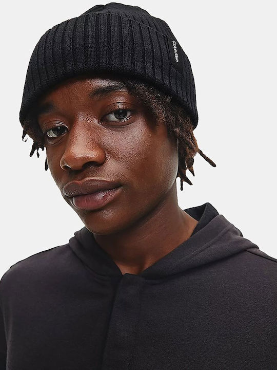 Beanie Unisex Σκούφος Πλεκτός σε Μαύρο χρώμα