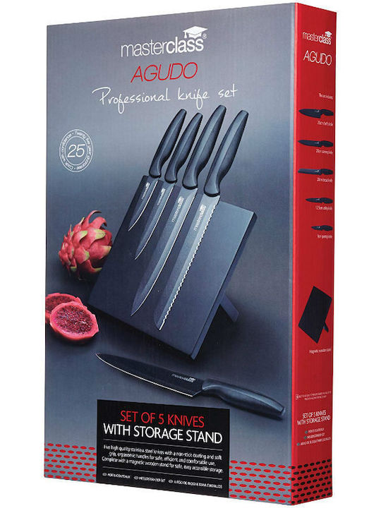 Kitchen Craft MasterClass Agudo Knife Set with Block from Stainless Steel 5pcs