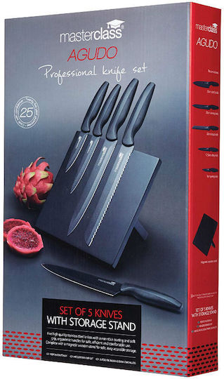 Kitchen Craft MasterClass Agudo Σετ Μαχαίρια με Βάση από Ανοξείδωτο Ατσάλι 5τμχ