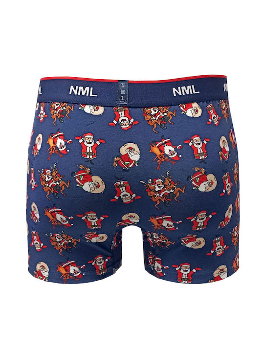 Namaldi Herren Boxershorts Dark Blue mit Mustern 1Packung