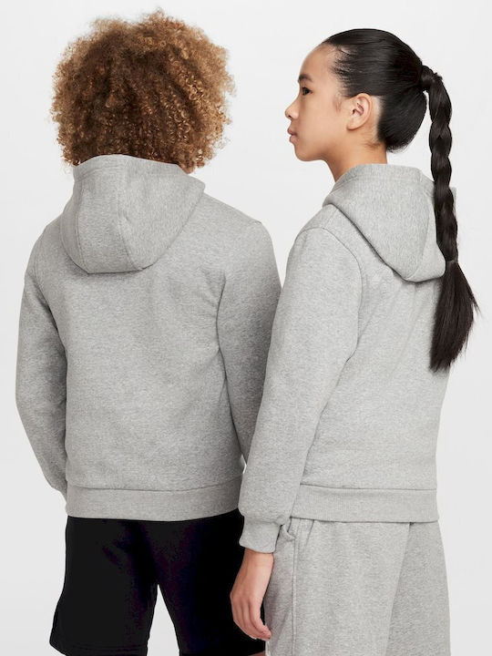 Nike Fleece Παιδικό Φούτερ με Κουκούλα και Τσέπες Grey