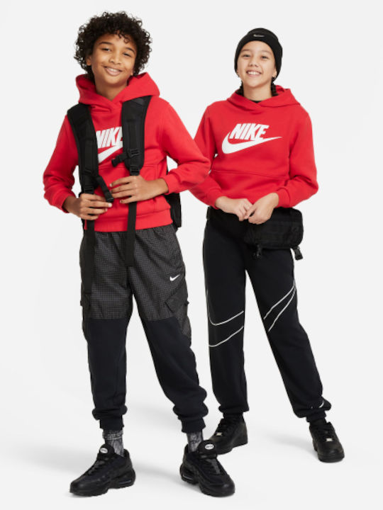 Fleece Kids Sweatshirt with Hood and Pockets Red SPORTSWEAR CLUB