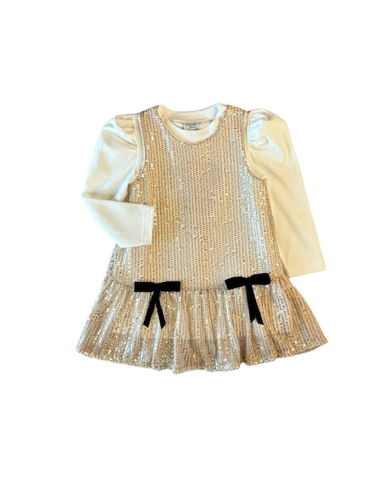 Sweet Baby Kids Dress with Sequins Gold