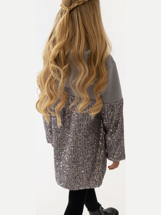 Kinderkleid Mädchenkleider Langärmelig Gray
