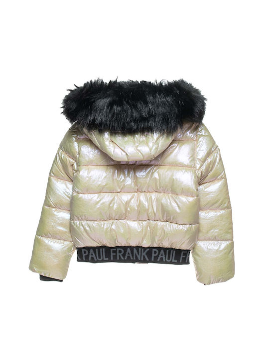 Alouette Kids Fur Coat Double Sided with Hood Gold