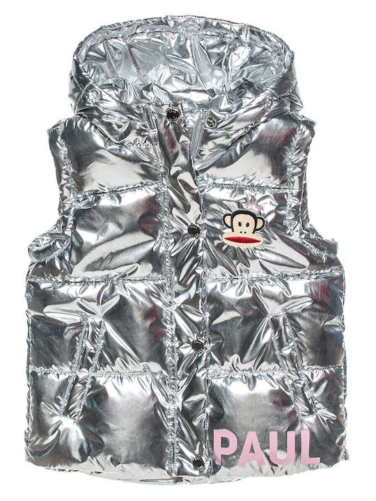 Kids' Quilted Jacket Double Sided with Hood Silver