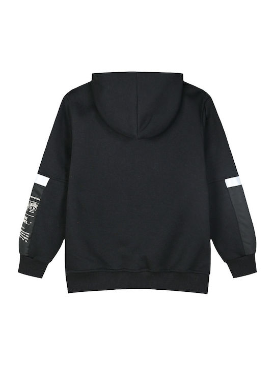 Kids Sweatshirt Cardigan Cotton with Hood Black