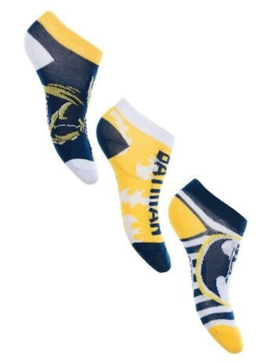 Superheroes Kids' Ankle Socks Yellow 3 Pairs