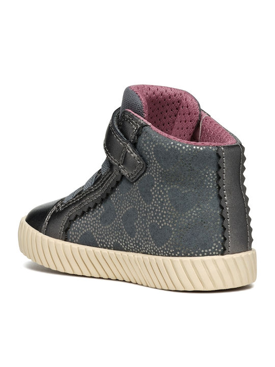 Leather Kids Boots with Velcro Gray
