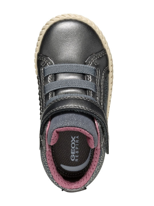 Leather Kids Boots with Velcro Gray