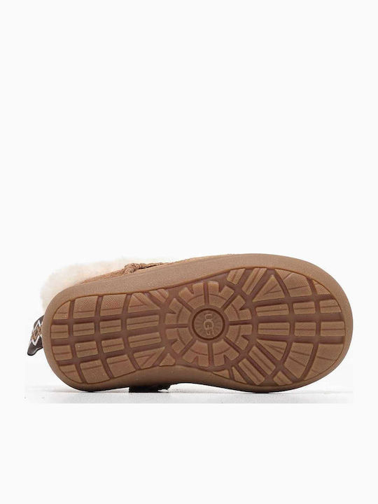 Kinsey Suede Kids Boots with Zipper Tabac Brown