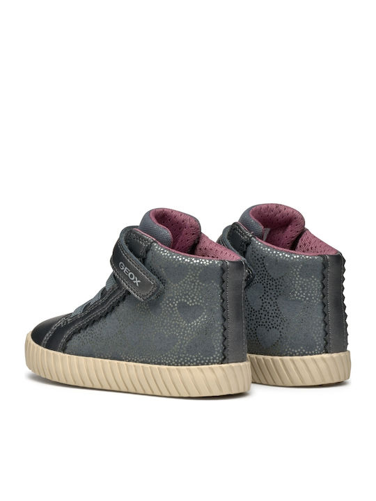 Leather Kids Boots with Velcro Gray