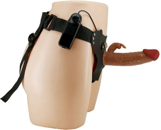 Pretty Love Universal Gurtzeug mit Doppelter Dildo und Vibration in Braun Farbe