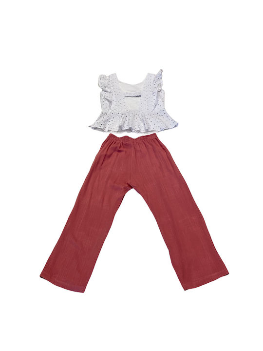 Babylon Kids Set with Pants Winter 2pcs White, Coral