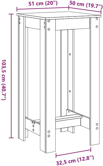 Τραπέζι Μπαρ Ξύλινο Καφέ 51x50x103.5εκ.