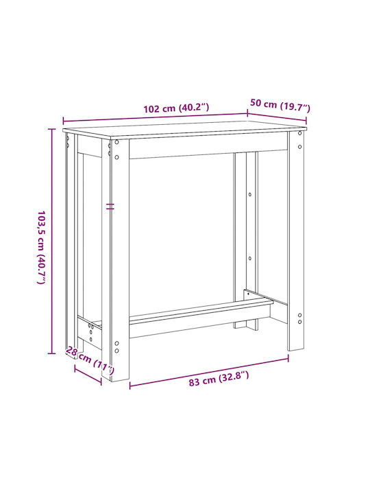 Τραπέζι Μπαρ Ξύλινο Γκρι 102x50x103.5εκ.