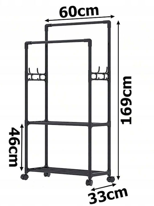 Cuier de podea Neagră 56x33x166cm
