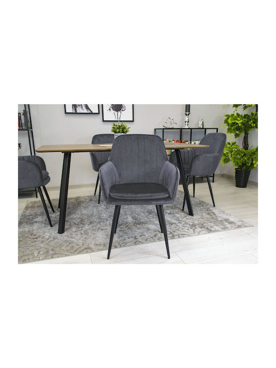 Stühle Speisesaal Gray And Black 1Stück 57.5x56.5x86.5cm