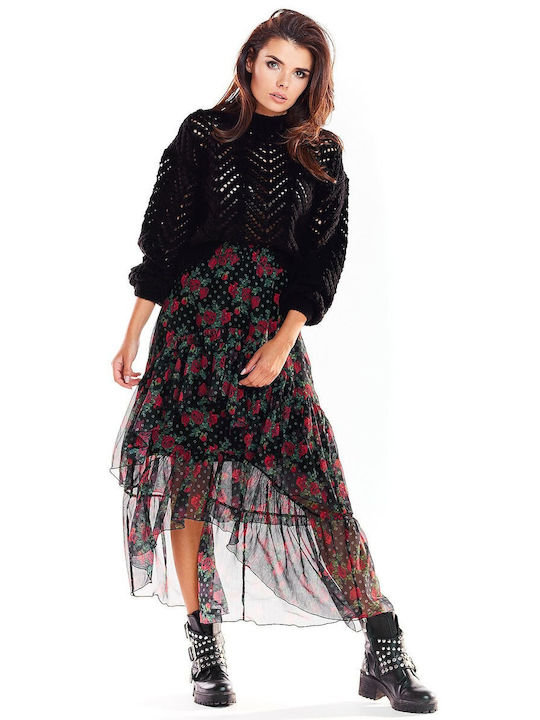 Awama Maxi Skirt with Tulle in Black color