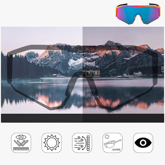 Rockbros Cycling Glasses with Purple Frame & Polarized Lenses