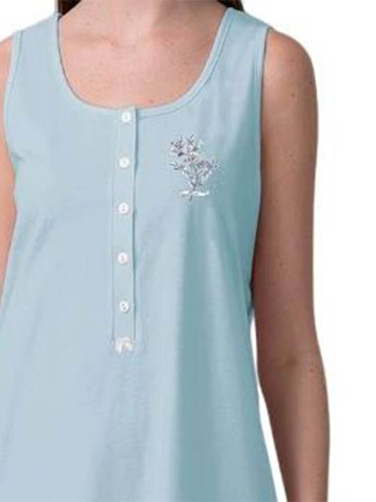 Vamp Women's Summer Cotton Nightgown Blue Bell