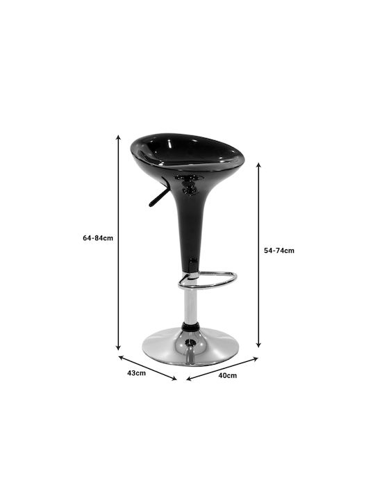 Stool Bar Felice with Adjustable Height White-Chrome Base 40x43x84cm