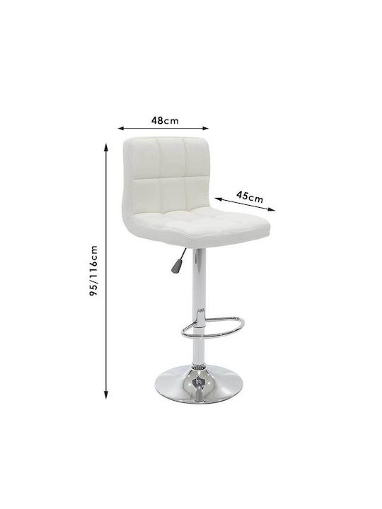 Stool Bar Remina with Back & Adjustable Height White 44x44x92-112cm