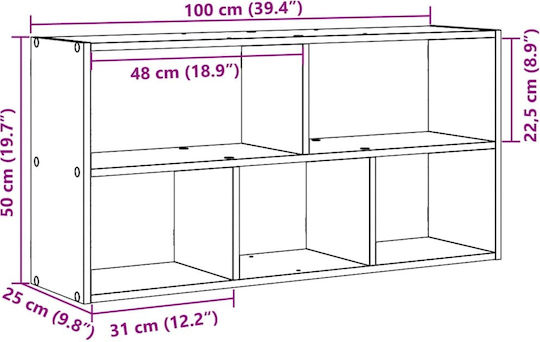 Brown Wall Shelf 100x25x50cm