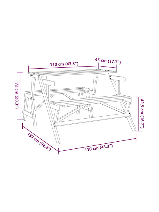 Outdoor Dinner Wood Table Brown 110x133x72cm