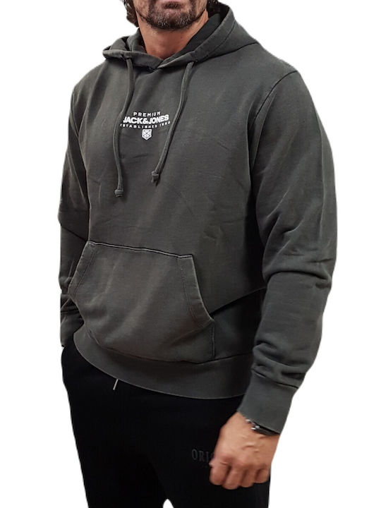 Jack & Jones Men's Sweatshirt with Hood Black Oyster, Gray