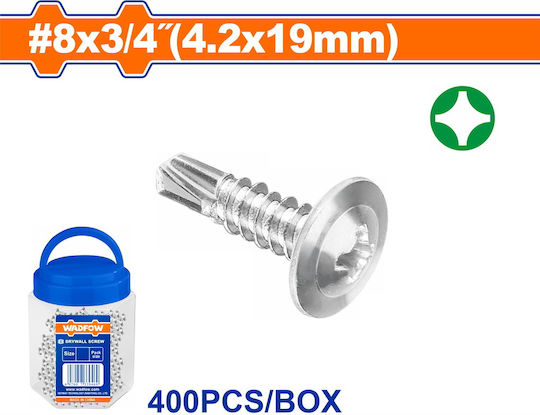 Wadfow Self-Piercing Sheet Metal Screw Phillips Galvanized with Diameter M4.2 and Length 19mm 400pcs