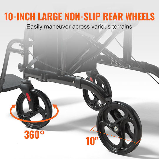 Vevor Αναπηρικό Αμαξίδιο 21.7" Πτυσσόμενο 100cm EHYZXQCKJLQ8L86XDV0 Μαύρο