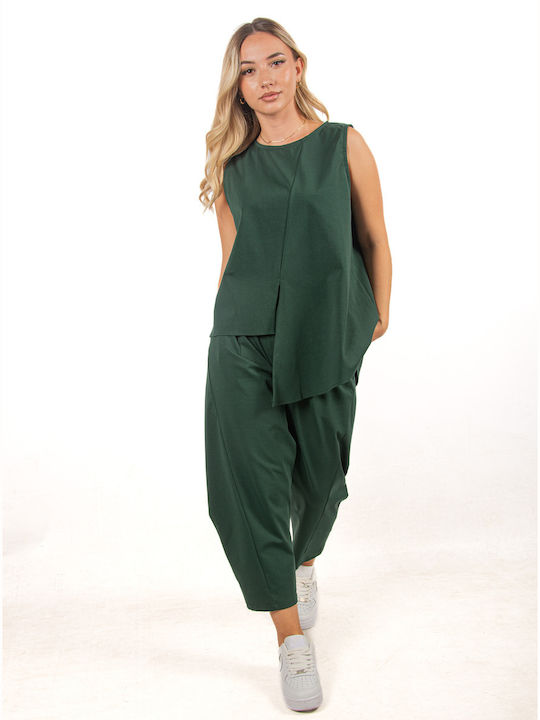 Ellen Femei Dark green Set cu Pantaloni