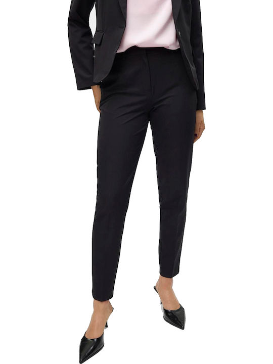 Women's Fabric Trousers Tapered Line Black