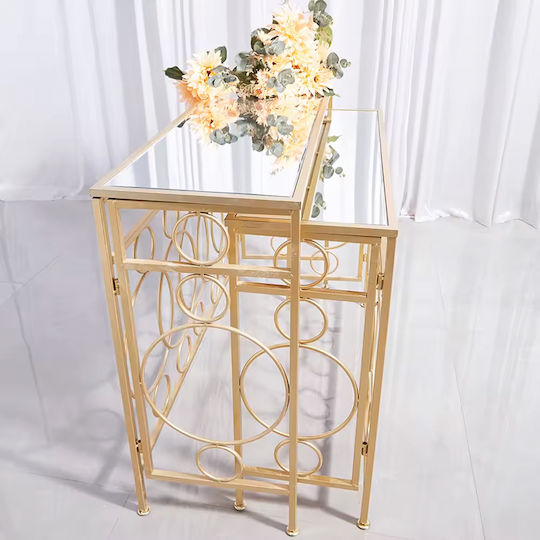 Metal Console Table with Mirror Golden L100xW36xH80cm