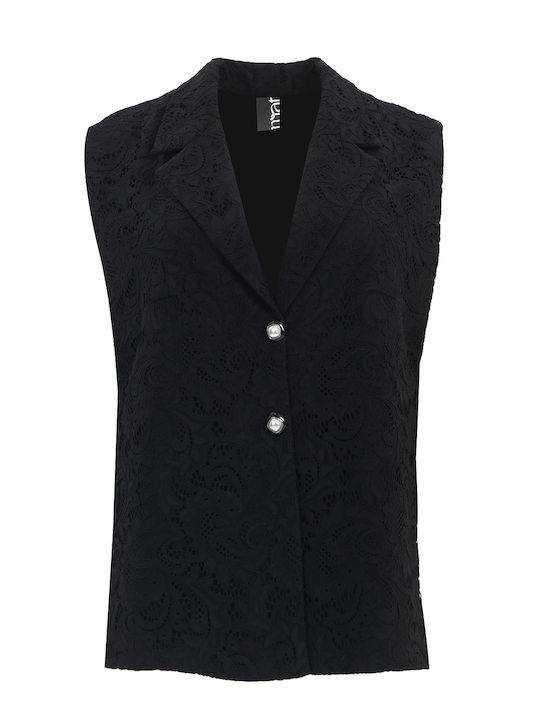 Mat Fashion Women's Vest with Buttons Black