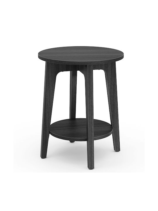 Round Side Table Wooden Black L40xW40xH50cm.