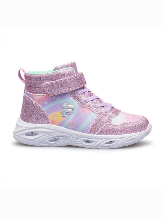 Fila Kinder-Sneaker Hoch Anatomisch mit Klettverschluss & Lichtern Rosa