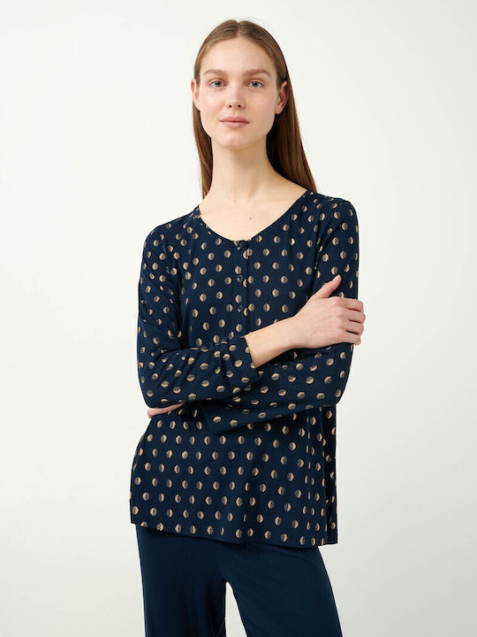 Vamp Winter Damen Pyjama-Set Blue