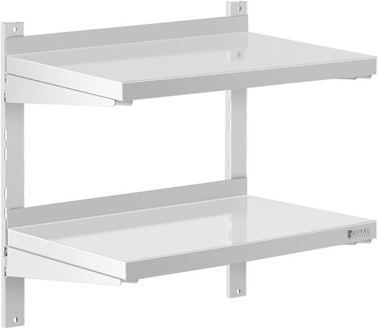 Double Wall-mounted Kitchen Shelf Adjustable Stainless Steel 60 X 40 Cm