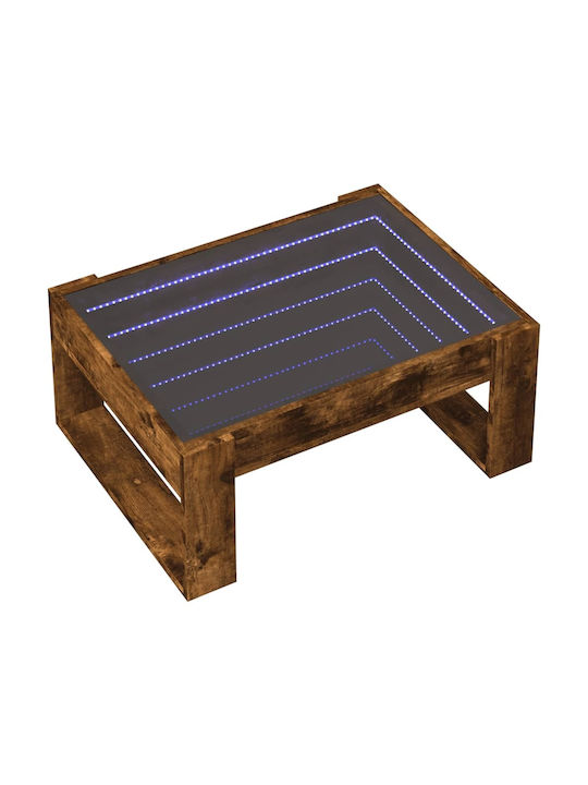 Rectangular Side Table Glass with LED Coffee L70xW53xH30cm.