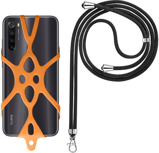 Universal Smartphone Cord Silicone Extendable Adjustable 90cm Orange